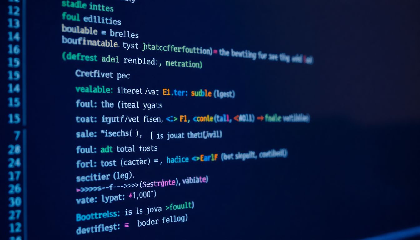 자바 코드에서 다양한 변수와 데이터 타입을 선언하는 컴퓨터 화면의 고화질 이미지