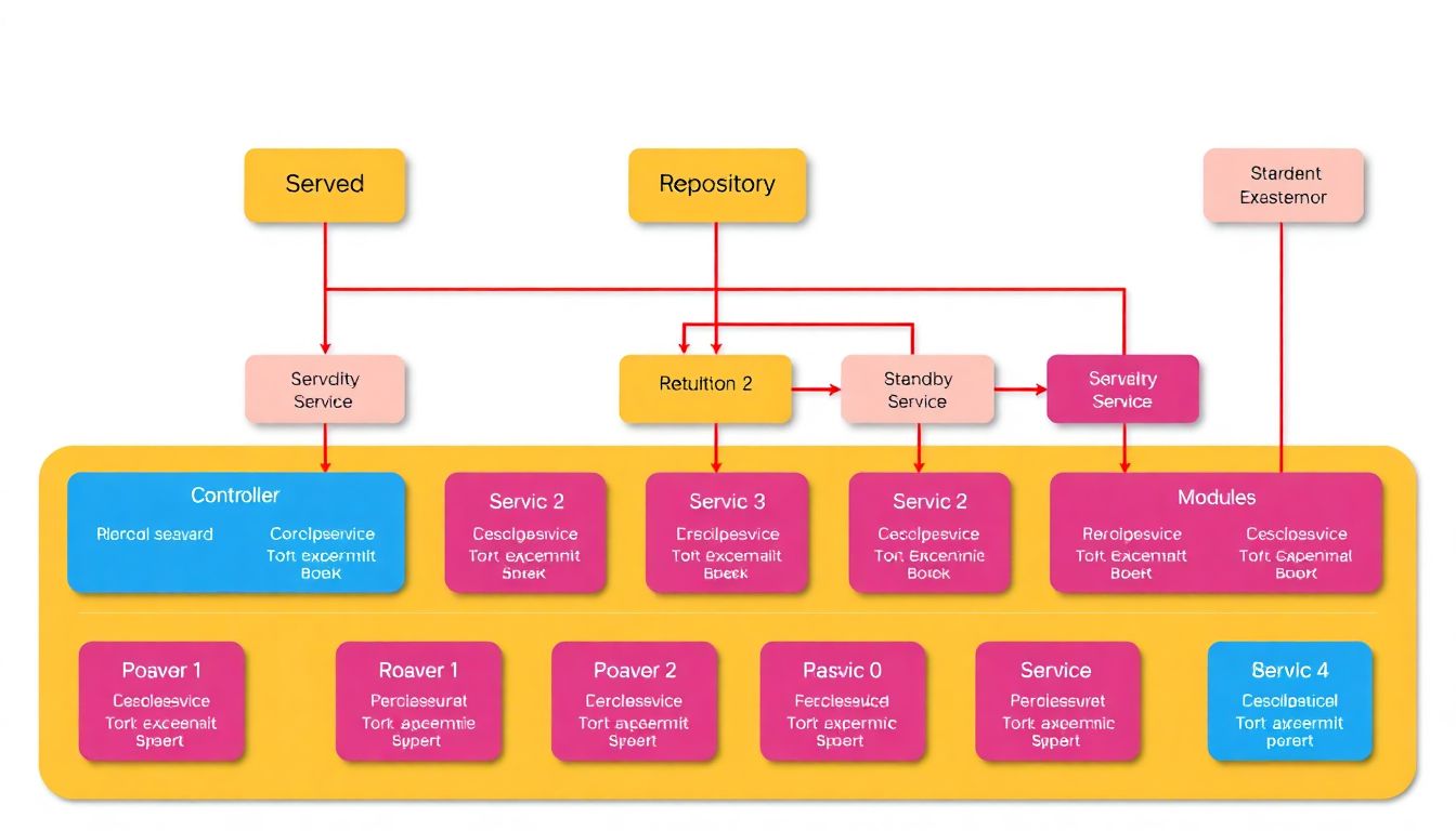 마이크로서비스 아키텍처와 독립적인 서비스 및 공통 모듈 구조 다이어그램