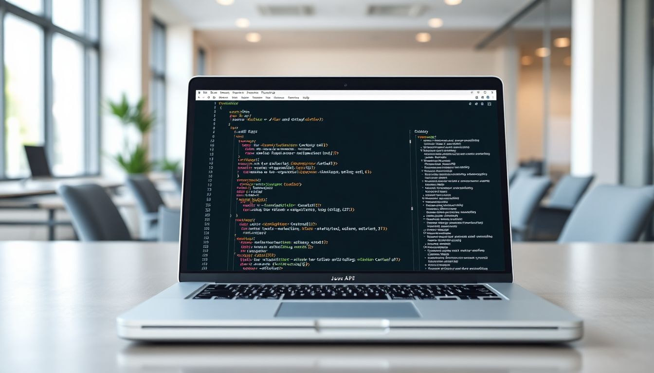 인터페이스와 메서드 목록이 잘 정리된 자바 API 문서 화면을 보여주는 노트북 이미지