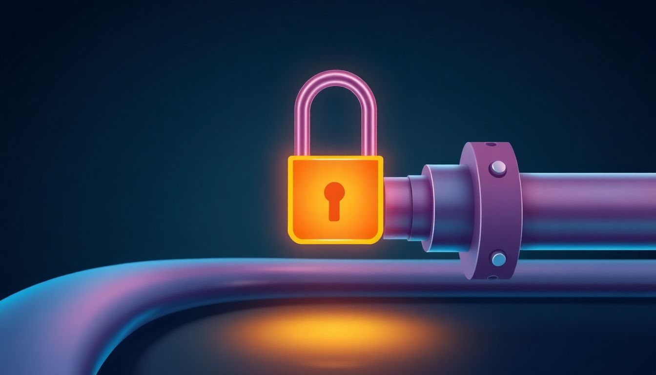 리소스 누수 방지를 상징하는 안전하게 잠긴 파이프라인 또는 네트워크 연결 이미지