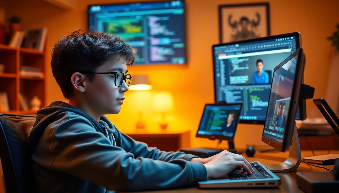 온라인으로 자바 프로그래밍을 학습하는 젊은 학습자의 모습