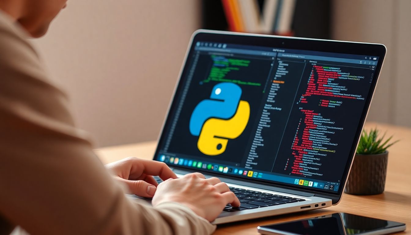 온라인 강의를 통해 파이썬을 학습하는 모습